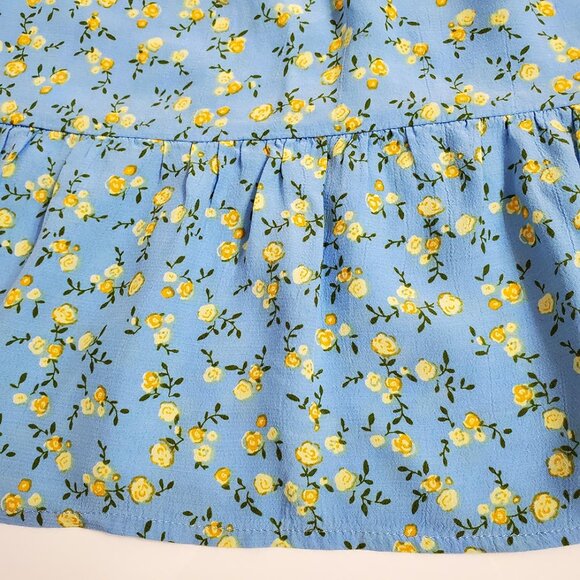 Faithfull The Brand Charlotte Mini Dress 6 Smocked Blue Ditsy Floral Puf… - Picture 12 of 14